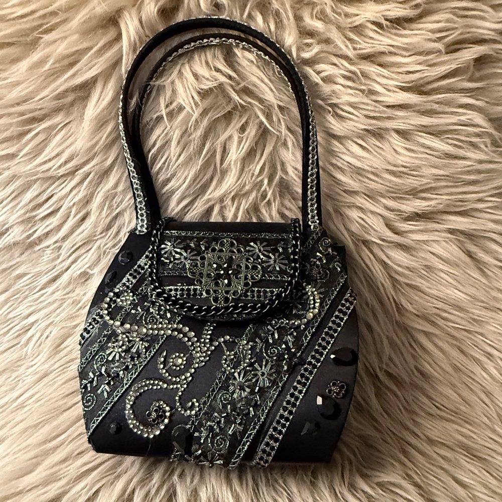 Embellished Black evening bag